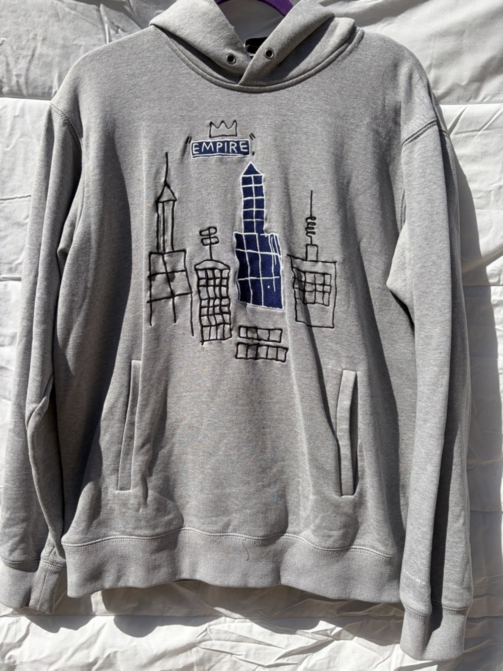 Coach Gray Crewneck Sweatshirt with Navy Cityscape Embroidery